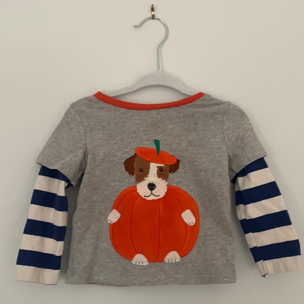 Baby Boden Long Sleeve Shirt Pumpkin Puppy 6-9m
